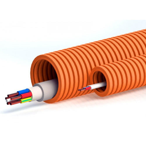 Труба ПНД легкая безгалогенная (HF), оранжевая, с зондом D=16