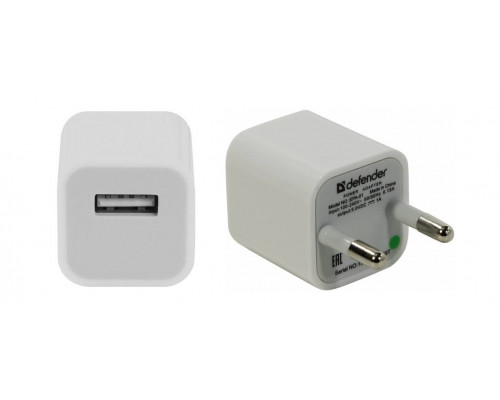 Defender адаптер сетевой USB EPA-01, АС 110-240В, DC 5В, вых. ток 1А, белый, "евростандарт"