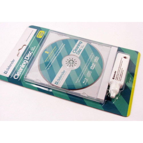Чистящий диск Defender для очистки линз CD/DVD проигрывателей и компьютерных дисководов / диск + спрей 20мл / Россия.