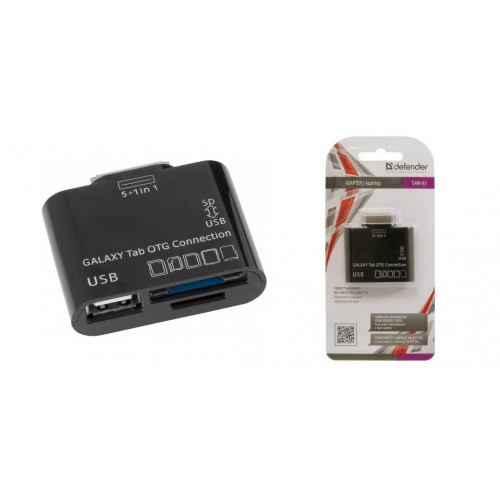 Адаптер-картридер Defender SAM-Kit / для Samsung Galaxy Tab / чтение карт памяти или подключение USB носителя/ черный.