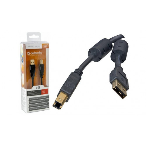 Кабель Defender USB04-10PRO USB 2.0 AM-BM 3м,зол.конт,2фер.фильтр Defenderа