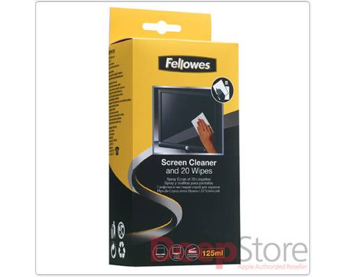 Чистящий комплект Fellowes? для чистки экранов, антистатич, дерматологически безопасный /спрей 120 мл + 20 салфеток.