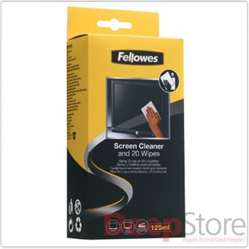Чистящий комплект Fellowes? для чистки экранов, антистатич, дерматологически безопасный /спрей 120 мл + 20 салфеток.
