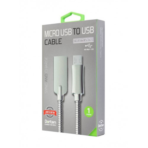 Dorten Кабель Micro USB Steel Shell Series, 1 метр, Silver