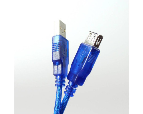 Кабель удлинительный Telecom USB2.0 AM/AF прозрачная, голубая изоляция 1.8m