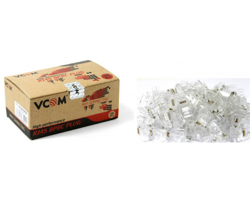 Коннекторы RJ-45 для UTP кабеля 5 кат, (100шт./уп.), VCOM.