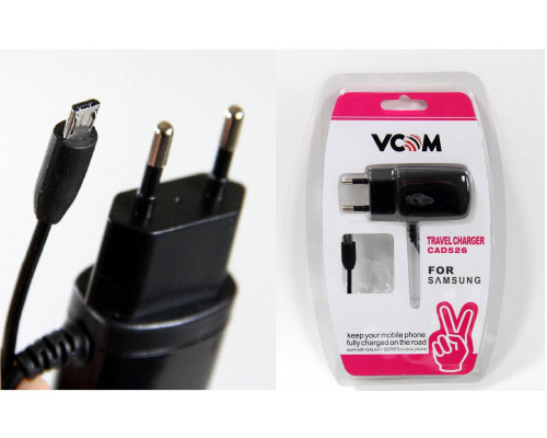 Зарядное устройство AC (EU Plug 220V) --> провод --> USB-Micro VCOM