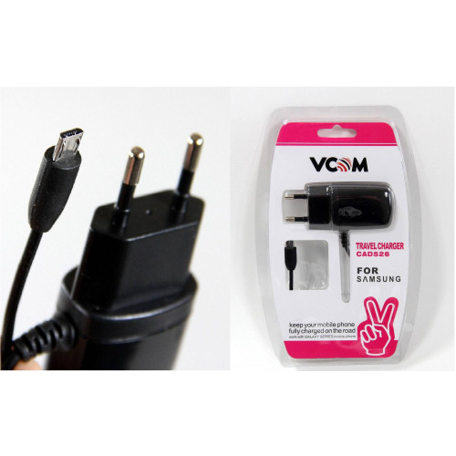 Зарядное устройство AC (EU Plug 220V) --> провод --> USB-Micro VCOM