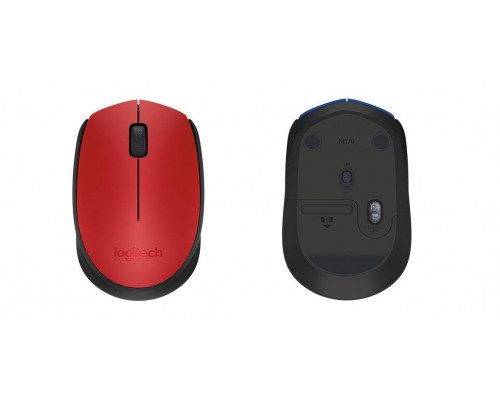 Мышь беспроводная Logitech Wireless Mouse M171 Red, оптическая светодиодная, радиоканал 10 м, 1xAA, красный.