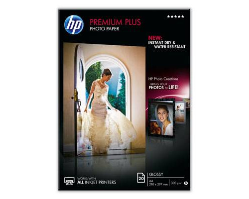 Фотобумага HP Premium Plus Высококачественная Глянцевая, 300 г/м2, A4 (21X29,7)/20л.