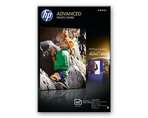 Фотобумага HP Улучшенная Глянцевая для печати без полей, 10 х 15см  250 г/м2   100л.