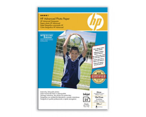 Фотобумага HP Улучшенная Глянцевая для печати без полей 10 х 15см  250  г/м2   25л.