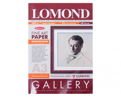 Арт бумага LOMOND для струйной печати Арт бумага для струйной печати Velour А3, 268г/м2, бархатистая, натурально-белого цвета, полуглянцевая, односторонняя.