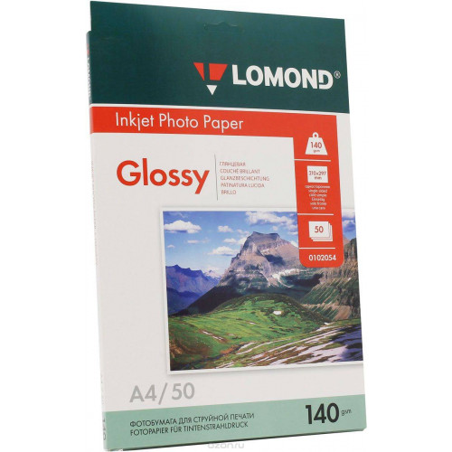 Фотобумага LOMOND Односторонняя Глянцевая, 140г/м2, A4 (21X29,7см) 50л. для струйной печати
