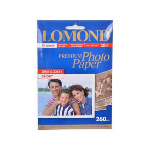 Фотобумага LOMOND Односторонняя Высококачественная Полуглянцевая, 260г/м2, A6(10x15) 20л