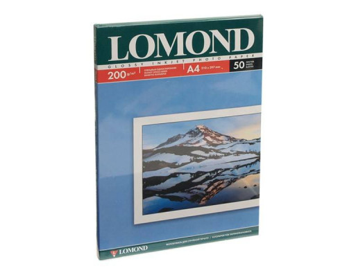 Фотобумага LOMOND Одностороняя Глянцевая, 200г/м2, A4 (21X29,7см)/50л. для струйной печати