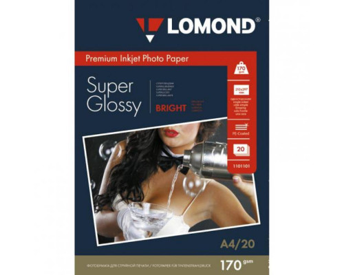 Фотобумага LOMOND Высококачественная Супер Глянцевая, 170г/м2,A4 (21X29,7)/20л