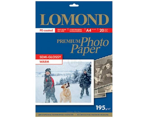 Фотобумага ПРЕМИУМ для стр.печати LOMOND А4, 195 г/м2 односторонняя Warm Semi- Glossy (20л)
