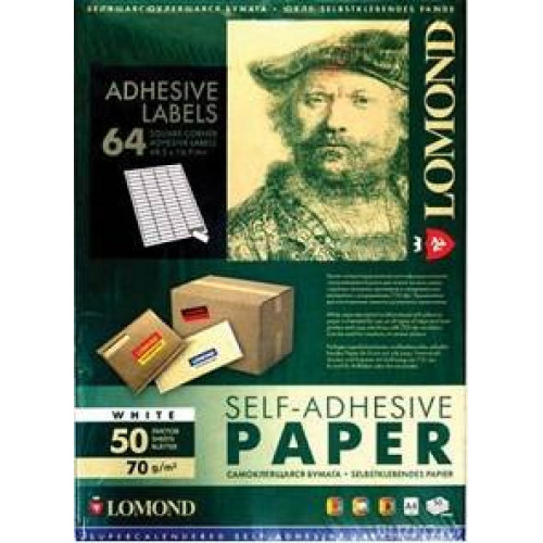 Самоклеящаяся бумага LOMOND универсальная для этикеток, A4, 64 делен. (48.5 x 16.9 мм), 70 г/м2, 50 листов.