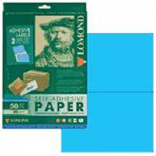 Самоклеящаяся цветная бумага LOMOND для этикеток, фА4  2-дел.(210,0мм х 148,5мм), Голубая,80 г/м2.