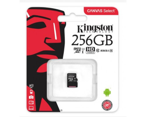 Флеш карта microSD 256GB Kingston microSDXC Class 10 UHS-I U1 Canvas Select 80MB/s