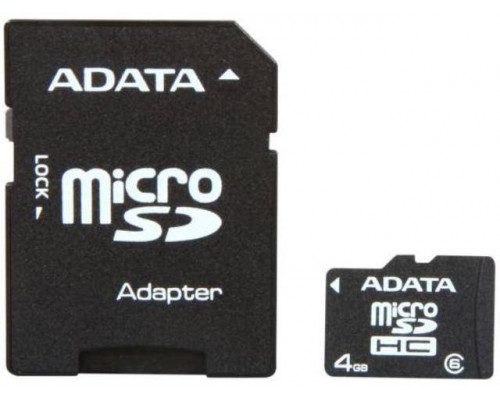 Флеш карта microSD 4GB A-DATA microSDHC Class 6 (SD адаптер)