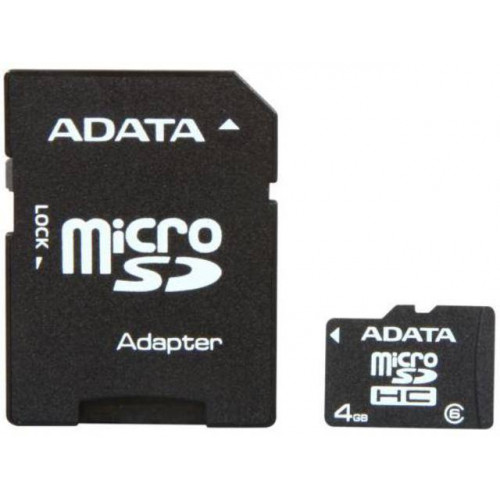 Флеш карта microSD 4GB A-DATA microSDHC Class 6 (SD адаптер)