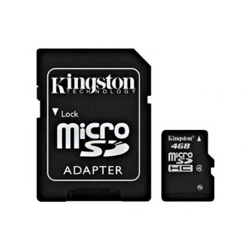 Флеш карта microSD 4GB Kingston microSDHC Class 4 (SD адаптер)