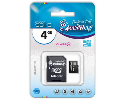 Флеш карта microSD 4GB Smart Buy  microSDHC Class 10 (SD адаптер)