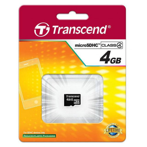 Флеш карта microSD 4GB Transcend microSDHC Class 4