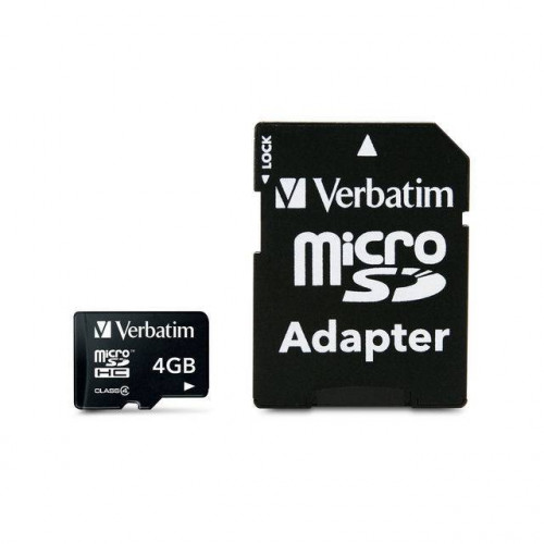 Флеш карта microSD 4GB Verbatim microSDHC Class 4 (SD адаптер)