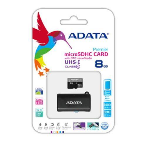 Флеш карта microSD 8GB A-DATA microSDHC Class 10 UHS-I (OTG/USB Reader)
