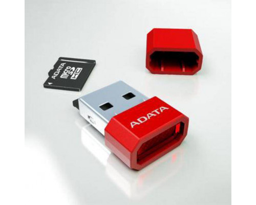 Флеш карта microSD 8GB A-DATA microSDHC Class 4 (USB Reader V3, красный)