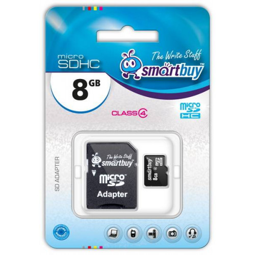 Флеш карта microSD 8GB Smart Buy  microSDHC Class 10 (SD адаптер)