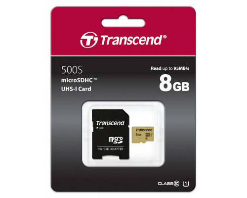 Флеш карта microSD 8GB Transcend microSDHC Class 10 UHS-I U-1 (SD адаптер), MLC