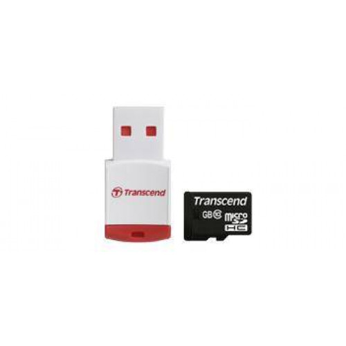 Флеш карта microSD 8GB Transcend microSDHC Class 10 (USB ридер P3)