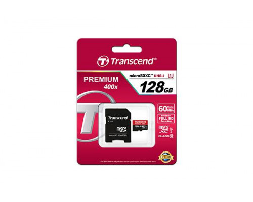Флеш карта microSD 128GB Transcend microSDXC Class 10 UHS-I U1 (SD адаптер)