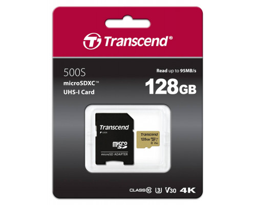 Флеш карта microSD 128GB Transcend microSDXC Ultimate UHS-I U3, V30, (SD адаптер), MLC
