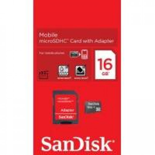 Флеш карта microSD 16GB SanDisk microSDHC Class 4 (SD адаптер)