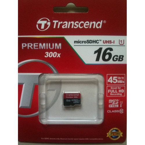 Флеш карта microSD 16GB Transcend microSDHC Class 10 UHS-1