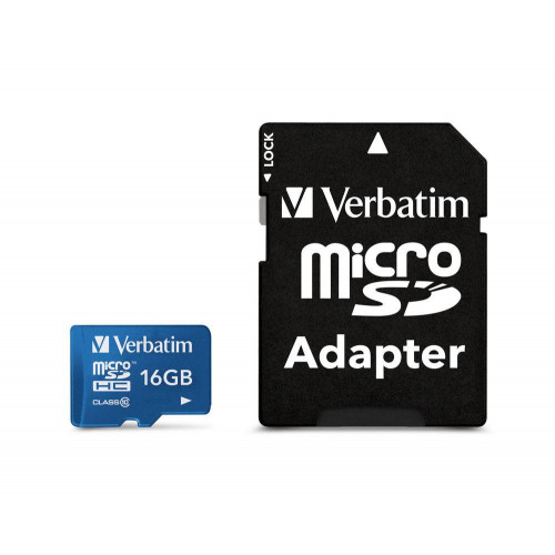 Флеш карта microSD 16GB Verbatim microSDHC Class 10 UHS-I (SD адаптер) Цвет: Синий