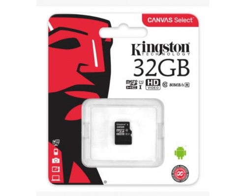 Флеш карта microSD 32GB Kingston microSDHC Class 10 UHS-I U1 Canvas Select 80MB/s