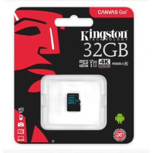 Флеш карта microSD 32GB Kingston microSDHC Class UHS-I U3 V30 Canvas Go 45MB/s