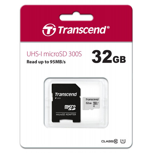 Флеш карта microSD 32GB Transcend microSDHC Class 10 UHS-1 U1, (SD адаптер), TLC