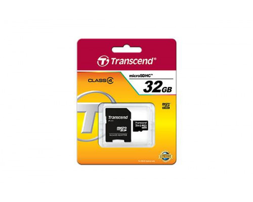 Флеш карта microSD 32GB Transcend microSDHC Class 4 (SD адаптер)