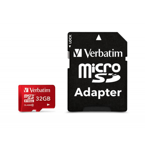 Флеш карта microSD 32GB Verbatim microSDHC Class 10 UHS-I (SD адаптер) Цвет: Красный