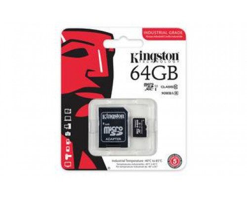 Флеш карта microSD 64GB Kingston microSDHC Class 10 UHS-I Industrial Temp (SD адаптер)