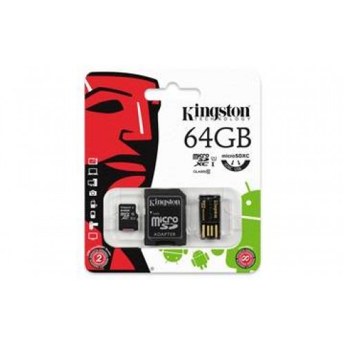 Флеш карта microSD 64GB Kingston microSDXC Class 10 (SD адаптер + USB ридер)