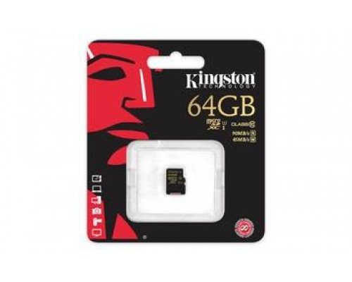 Флеш карта microSD 64GB Kingston microSDXC Class 10 UHS-I U1 90MBs/45MBs