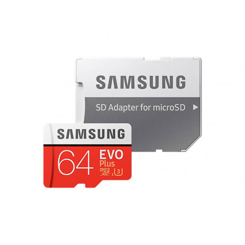 Флеш карта microSD 64GB SAMSUNG EVO PLUS microSDXC Class 10, UHS-I, U3 (SD адаптер) 60MB/s,100MB/s